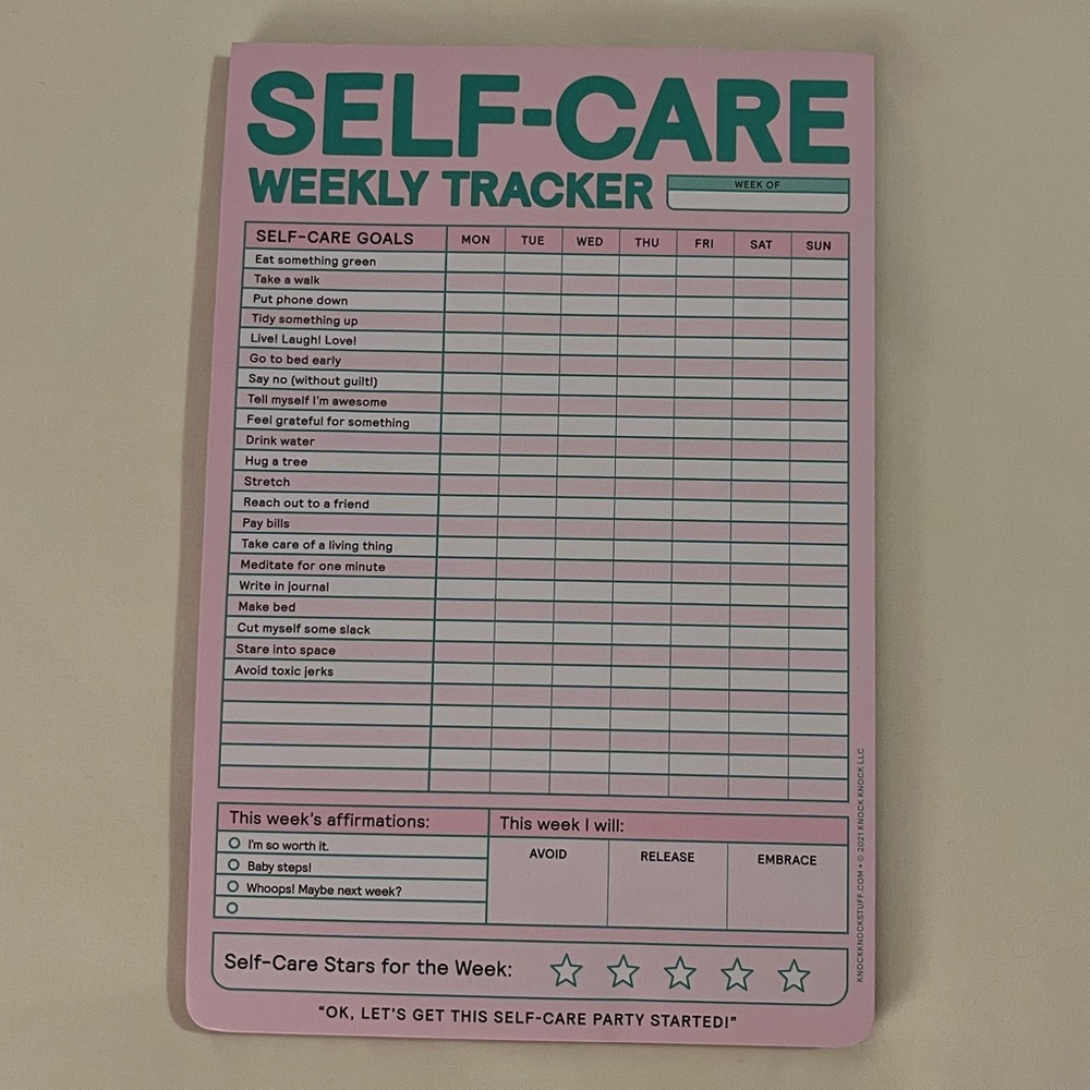 Pink Self-Care Weekly Tracker